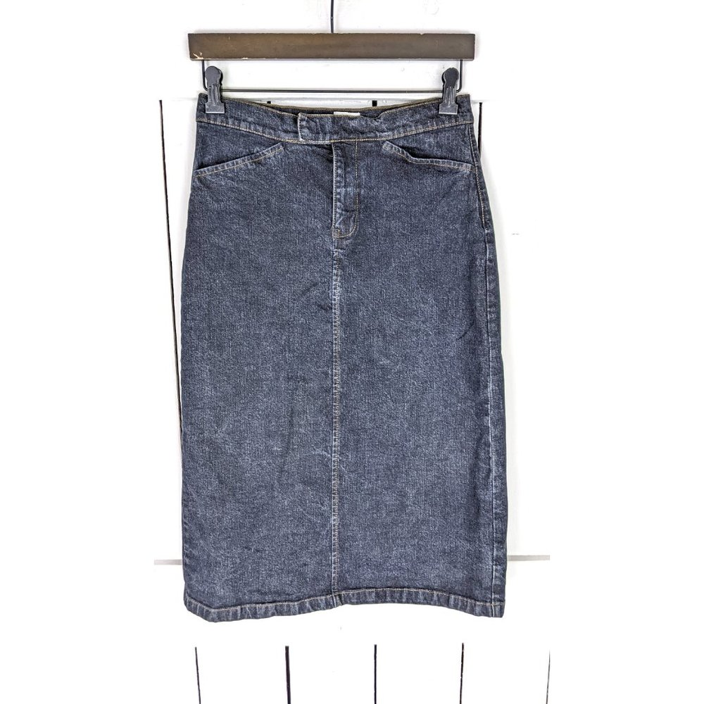 Vintage CK Calvin Klein Jeans dark blue wash jean denim pencil skirt - Picture 2 of 5